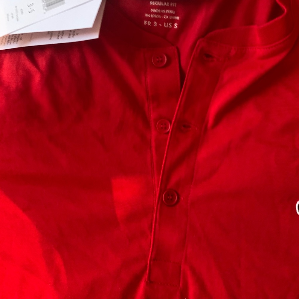 Lacoste Small Men Red Cotton Button T Shirt - Picture 6 of 6